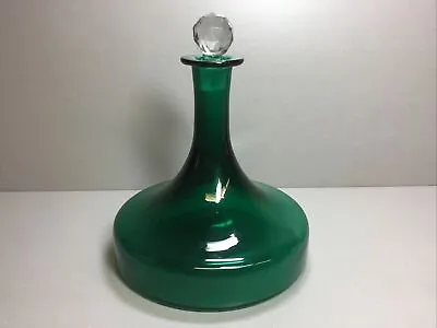 Buy Art Deco Green Glass Ship Decanter With Crystal Glass Stopper. • 30£