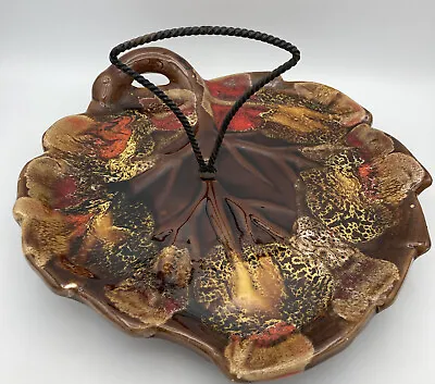 Buy Vintage French Vallauris Red Brown Leaf Cheese Bread Serving Platter L: 33cm • 20£