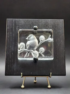 Buy Signed Crystal Etching Of Two Birds Swedish Glass Designer Mats Jonasson • 136.77£