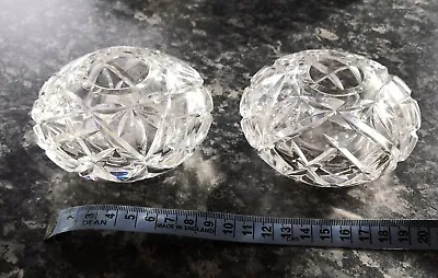 Buy Pair Of Heavy  Cut Glass/ Crystal Candle/Tealight Holders • 5£