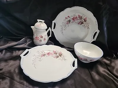 Buy Antique B.S.M. China 1265 Pink Floral Service Set Cherry Blossom Platter Coffee  • 37.36£