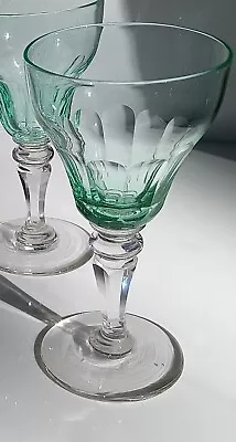 Buy Vintage Holmegaard 'Margrethe' Uranium Green Clear Wine Glass Cut Stem 1906-1960 • 15£
