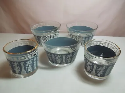 Buy Vintage Jeanette Blue Wedgwood Style Glassware 1950's Set Of 5 • 28.45£