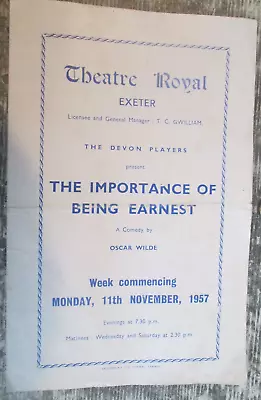 Buy Theatre Royal Exeter  Devon Players, IMPORTANCE OF BEING EARNEST 1957 • 1.25£