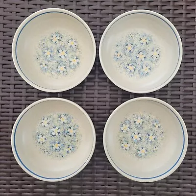 Buy Lenox Dewdrops Cereal Bowls Floral Blue Trim Temper-Ware Ceramic USA Set Of 4 • 38.42£
