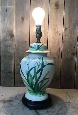 Buy Vintage Ceramic Floral Design Table Lamp On Wooden Base No Shade • 36.10£