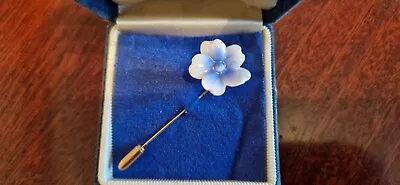 Buy Aynsley England Fine Bone China Blue  Flower Gold Plated Pin Brooch • 10£