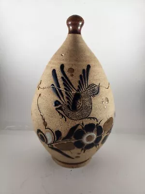 Buy Vintage 10.5  Tonala Quail Bird & Flowers Sandstone Enameled Mexican Pottery • 26.96£