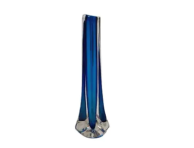 Buy Whitefriars English Blue And Clear Sommerso Style Art Glass Vase, 1960’s • 45£