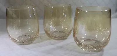 Buy 3 Pier One Double Old Fashioned Amber Crackle Glasses (Golden Luster) 4  • 23.98£