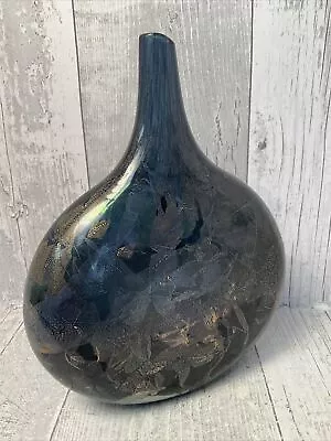 Buy Michael Harris Azurene Lollipop Vase - Black/Gold IOW Art Glass - 22.5 Cm • 44.99£