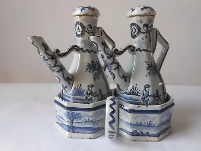 Buy Antique 18th-19th Century Delft Blue/White Pottery -Stand And 2 Cruets. Mark Jug • 390£
