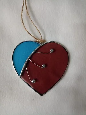 Buy Heart Stained Glass Light Catcher - Pink And Blue • 6£