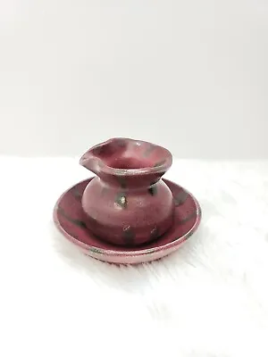 Buy Stoneware Pitcher Jug Wash Bowl Handmade Mini Miniture Signed Pottery Burgundy • 28.44£