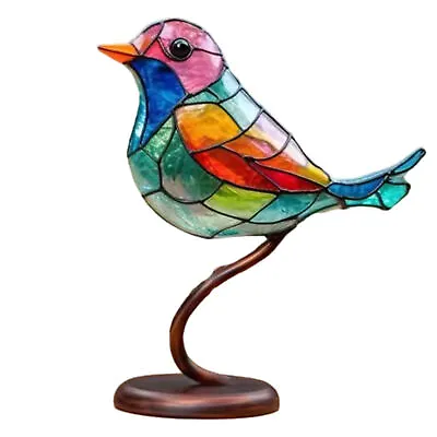 Buy Vivid On Branch Stained Glass Birds Living Room Desktop Ornaments Home Backyard • 9.29£