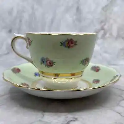 Buy COLCLOUGH Bone China Cup And Saucer England  Yellow Gold Trim, Pattern Roses TD1 • 12.79£
