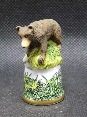 Buy Sutherland England China Thimble - Hand Painting Animals - Brown Bear • 9.48£
