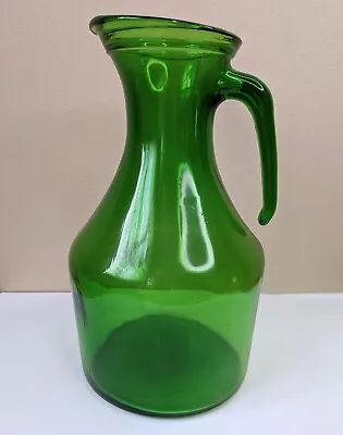 Buy Vintage Green Glass Jug Vase Italian Bormioli 60s 70s Pressed Carafe Mid Century • 16£