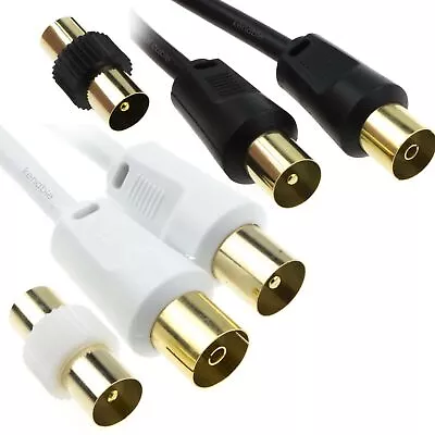 Buy RF Extension Lead Freeview TV Aerial Cable & Coupler 1m/2m/3m/5m/10m Black/White • 2.84£