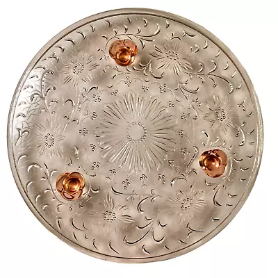 Buy Vintage Pink Depression Glass Footed Daisy & Leaf Cake Sandwich Pastry Tray 10  • 23.71£