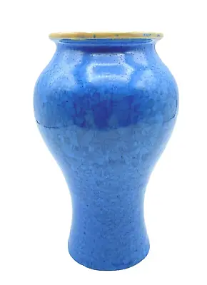 Buy Studio Art Pottery Blue Crystals Crystalline Vase 6 In Signed White Interior • 19.23£