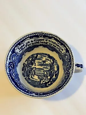 Buy VTG British Anchor Staffordshire Ye Olde Historical Pottery Blue Cup • 9.59£