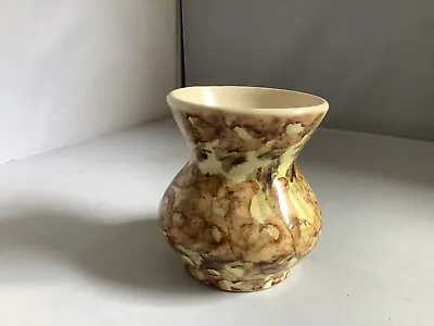 Buy Vintage Dragon Pottery, Rhayader Wales, Small Vase - Brown Yellow Mottled • 7.50£