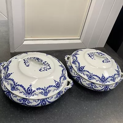 Buy 2 X Vintage Blue And White Losol Ware Clyde Keeling And Co. Tureens • 18£