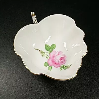 Buy Meissen Pink Rose Leaf Dish Gold Rim Trinket Small Bowl 12cm Wide German • 51.84£