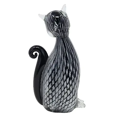 Buy Cat Glass Figurine Black & White Ornament Objects D'Art Striped Display Décor • 24.95£