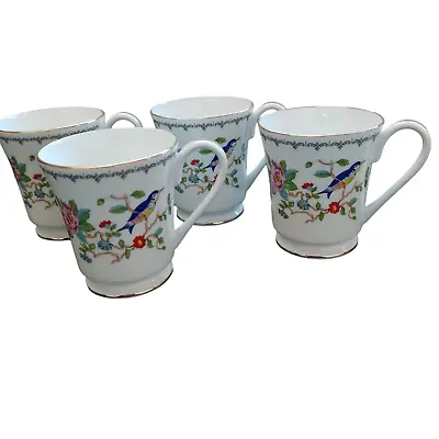 Buy Aynsley Pembroke Set Of 4 Fine Bone China Footed Mugs Cup Floral Birds Gold Trim • 20£