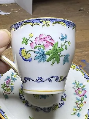 Buy Antique Minton England Demitasse Cup And Saucer Pink And Blue Floral • 7.66£