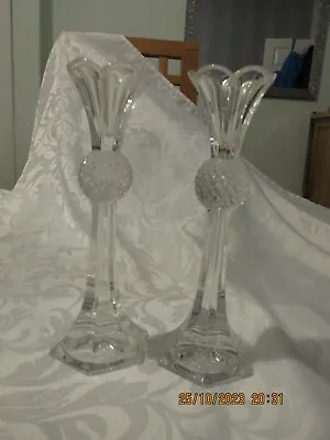 Buy NACHTMANN CRYSTAL GLASS THISTLE 2 X CANDLESTICKS CANDLE HOLDERS 7ins TALL • 14.99£