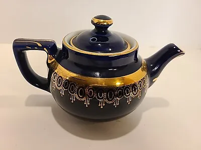 Buy Vintage Hall China Boston 03 8 Cup Cobalt Blue Gold Trim Teapot • 28.81£