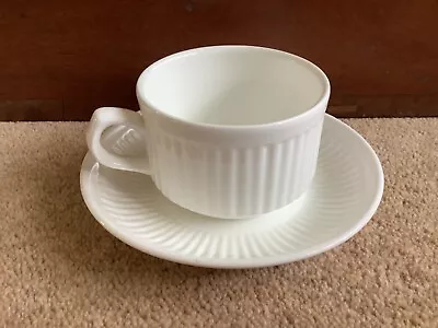Buy Wedgewood White Bone China Tea / Coffee Cup  & Saucer  Ribbed Pattern • 10.50£