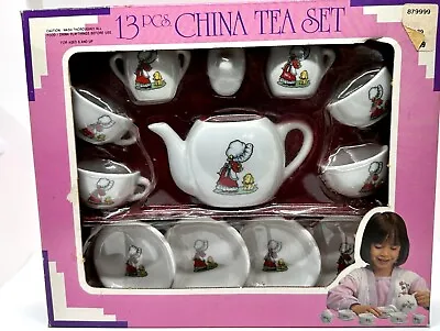 Buy Vintage NOS 1980's Childs 13 Piece China Tea Set  For 4 Tea Time Holly Hobby-ish • 20.87£
