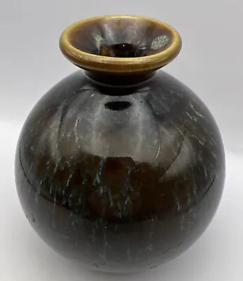 Buy Bud Vase Dark Brown Drip Glaze Ceramic Art Pottery • 14.19£