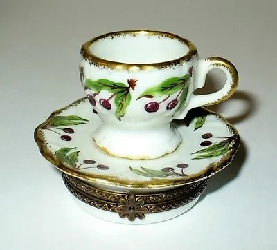Buy Limoges France Box ~ Pv ~ Cherry Design Tea Cup & Saucer ~ Fruits ~ Peint Main  • 104.36£