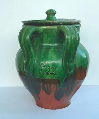 Buy Vintage Gongora - Ubeda Spain - Classio Handled  Pottery Urn/Pot Green Glaze • 20£