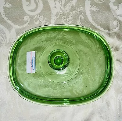 Buy Vintage Pyrex DC 1 1/2 C A Green Glass Oval Casserole Lid • 22.94£