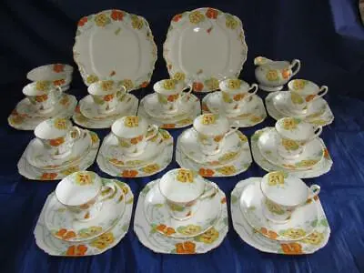 Buy ~RARE~ Royal Paragon Nasturtium Pattern Hand Painted China Tea Set For 12 C1929 • 225£