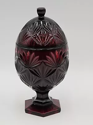 Buy Vintage Luminarc Durand Cristal D' Arques Ruby Red Cut Glass Egg Shaped Compote • 23.83£