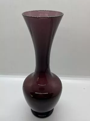 Buy Vintage Hand Blown 7” Amethyst Glass Fluted Bud Vase • 9.58£