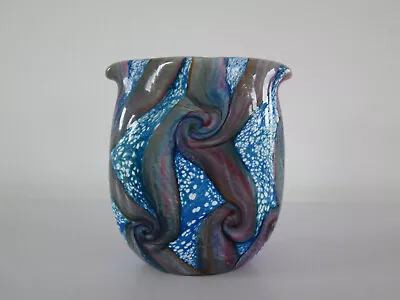 Buy Beautiful Isle Of Wight Studio Glass Swirl Bag Vase Aquamarine Gemstone 4.75  • 49.99£
