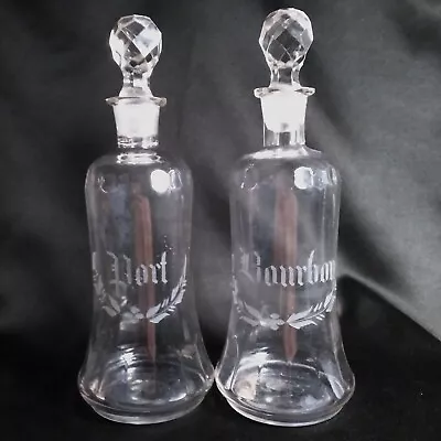 Buy 2 C.1870's Boston Sandwich Cut Glass Grant Bar Bottle Decanters Port And Bourbon • 95.90£
