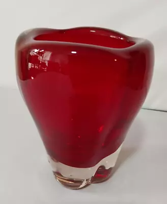 Buy Whitefriars Red Molar Glass Designer Vase By Geoffrey Baxter H 15 Cm • 29.99£