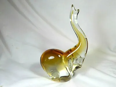 Buy Tangerine And Clear Murano Art Glass Elephant Trunk Up 8 1/2  • 28£