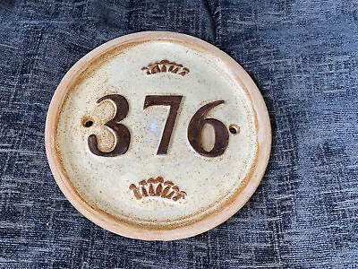 Buy Door Number Plaque Plate Number 376 Mushroom Pottery Sutton Hull Clay Vintage  • 12.54£