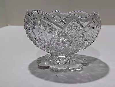 Buy Vintage Cut Glass Crystal Pedestal Bowl, 4  H. X 6  Dia. • 14.46£