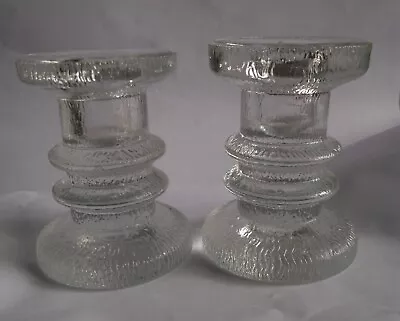 Buy Vintage Mid Century Textured Glass Chunky Candlestick 3.1/2 Inches Tall • 4.99£